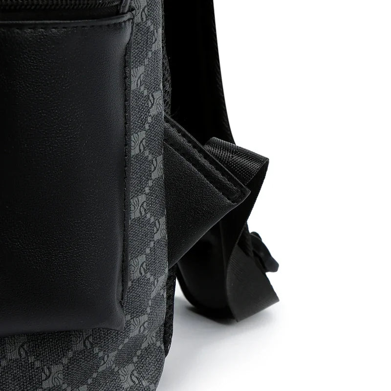 Men's Leather Backpack with Shark-Inspired Design – Large Capacity for Students and Travelers