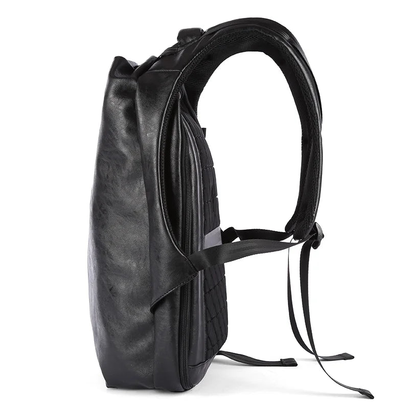 Men's Waterproof Leather Backpack with USB Port – Large Capacity for Laptop, Business, and Travel