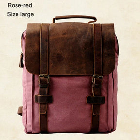 Leather and Canvas Military Backpack – Fashionable Style, Large Capacity for Men and Women