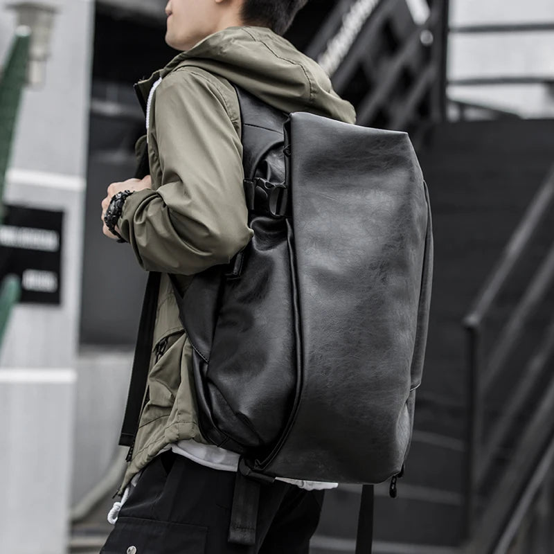 Men's Leather Laptop Backpack (15.6-inch) with USB Charging – Waterproof, Anti-Theft, and Travel-Friendly