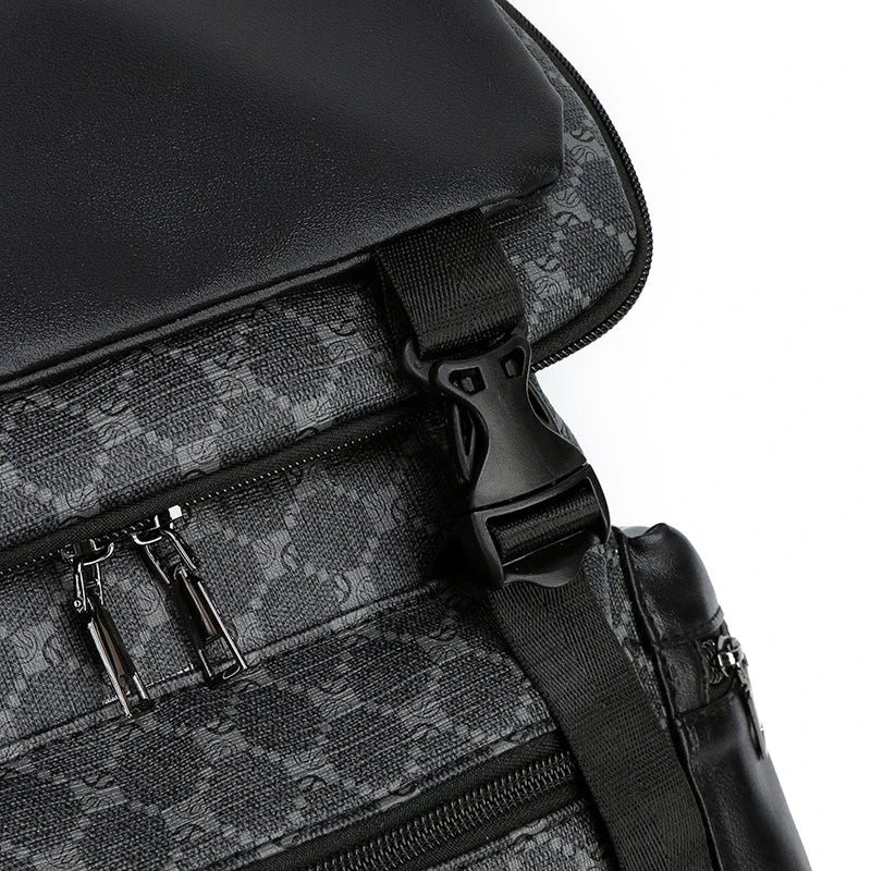 Men's Leather Backpack with Shark-Inspired Design – Large Capacity for Students and Travelers