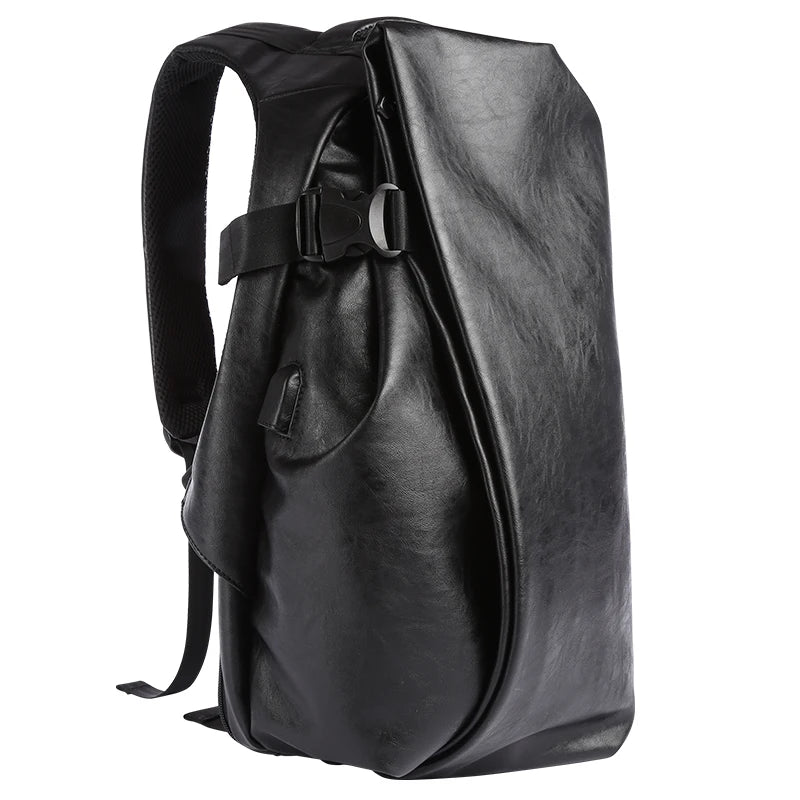 Men's Waterproof Leather Backpack with USB Port – Large Capacity for Laptop, Business, and Travel