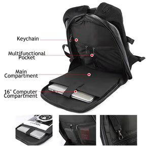 Men's Leather Laptop Backpack (15.6-inch) with USB Charging – Waterproof, Anti-Theft, and Travel-Friendly