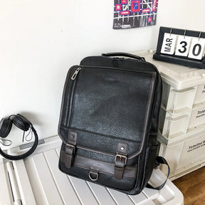Men's Leather Backpack – Large Capacity for 15" Laptop, Travel, and School