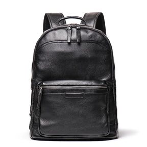 Men's Genuine Cowhide Leather Backpack – Large Capacity, Multifunctional for Business and Travel