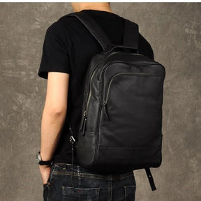 Men's Waterproof Genuine Leather Backpack – Large Capacity for Laptop, Business, and Travel