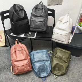 Unisex Synthetic Leather Backpack – Large Capacity for Laptop, School, and Travel