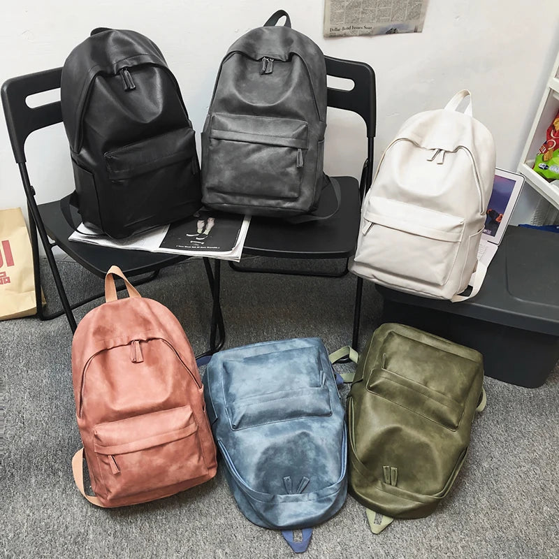 Unisex Synthetic Leather Backpack – Large Capacity for Laptop, School, and Travel