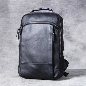 Men's Vintage Crazy Horse Leather Backpack – Large Capacity for Laptop and Travel
