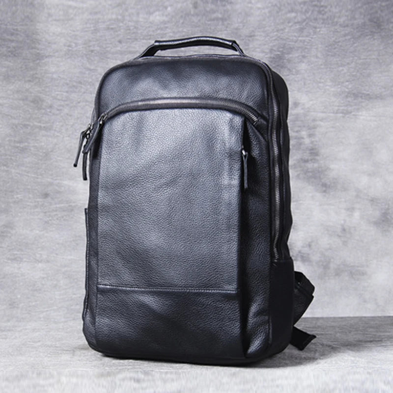 Men's Vintage Crazy Horse Leather Backpack – Large Capacity for Laptop and Travel