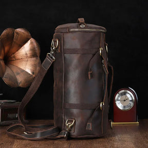 Men's Vintage Crazy Horse Leather Backpack – Unique Design and Large Capacity for Travel and Daily Use