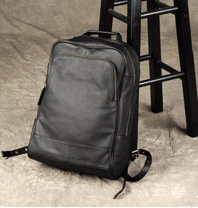 Men's Waterproof Genuine Leather Backpack – Large Capacity for Laptop, Business, and Travel