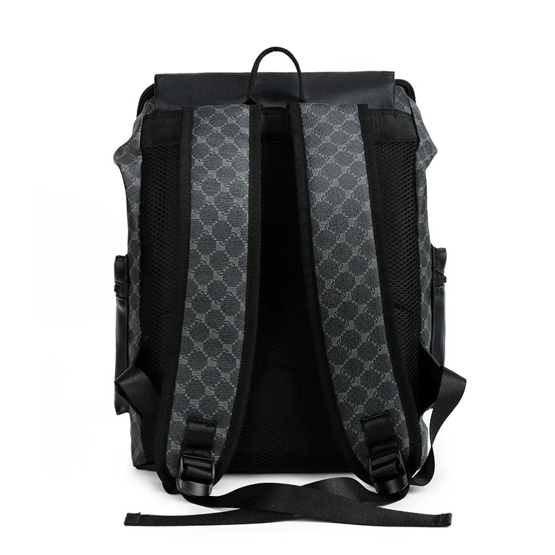 Men's Leather Backpack with Shark-Inspired Design – Large Capacity for Students and Travelers