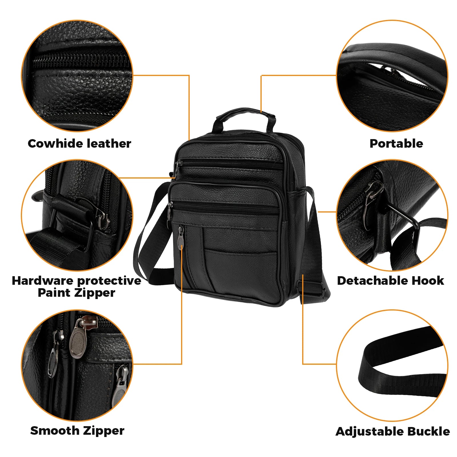 Men's Leather Crossbody Bag – Small, High Capacity, Business and Casual