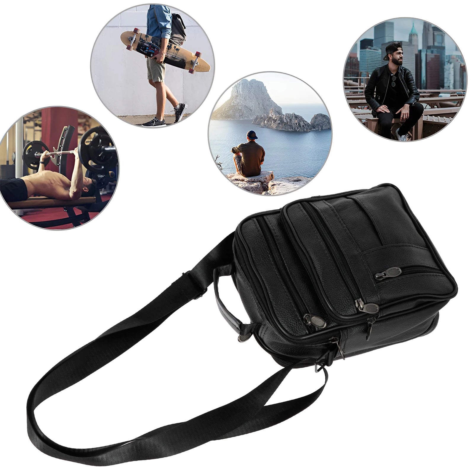 Men's Leather Crossbody Bag – Small, High Capacity, Business and Casual