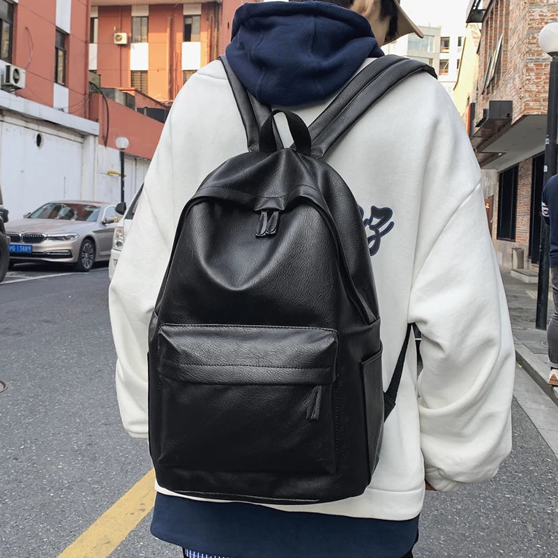 Unisex Synthetic Leather Backpack – Large Capacity for Laptop, School, and Travel