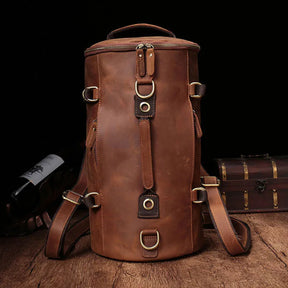 Men's Vintage Crazy Horse Leather Backpack – Unique Design and Large Capacity for Travel and Daily Use