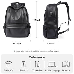 Zaino Uomo in Cuoio Resistente all’Acqua con Porta USB – Per Laptop 14 Pollici e Viaggi