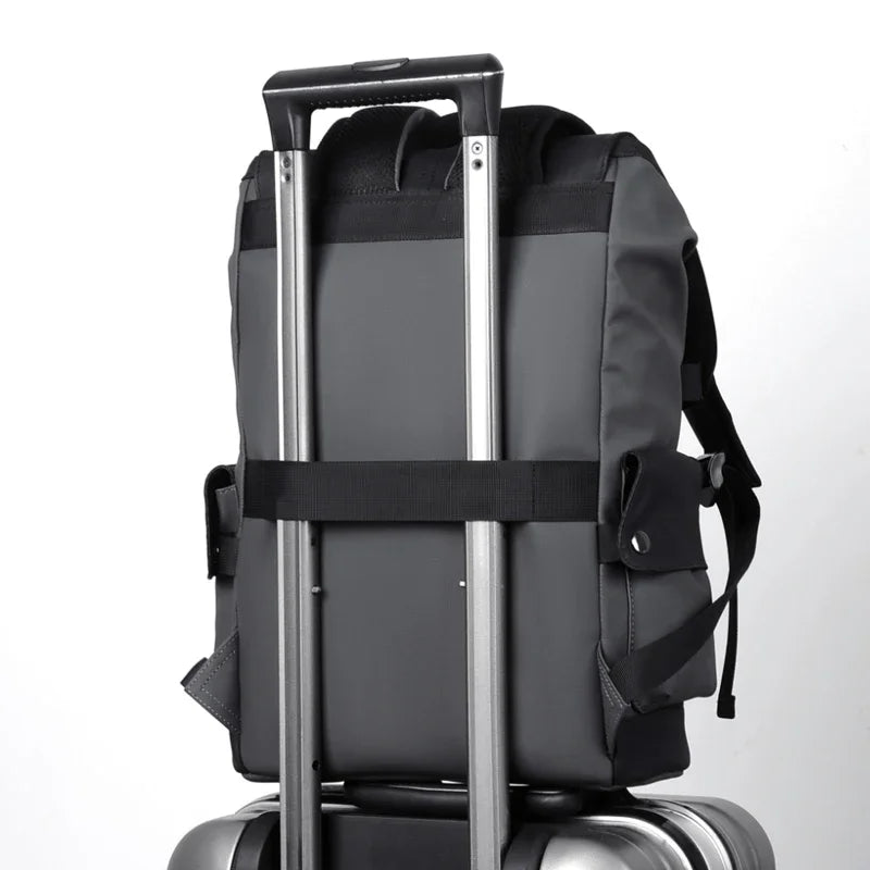 Men's Waterproof PU Leather Backpack with USB Port – Large Capacity for Business Laptops and Urban Life