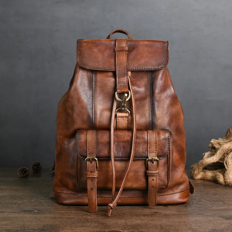 Zaino Uomo di Lusso 2023 – Vera Pelle di Cowskin, Antifurto, Stile Vintage