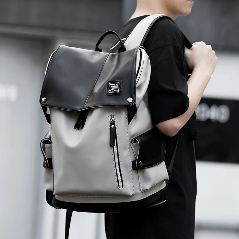 High-Quality Men's Leather Backpack with USB Charging – Waterproof, Large Capacity for 15.6-Inch Laptop
