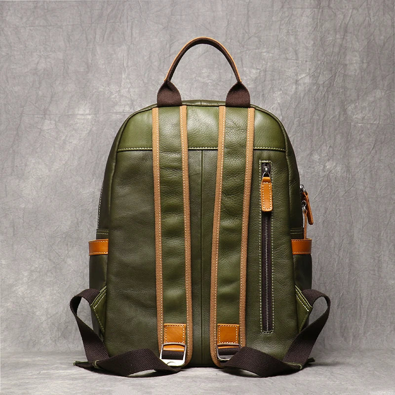 Men's Genuine Leather Backpack for Travel and School – 15" Laptop Compartment
