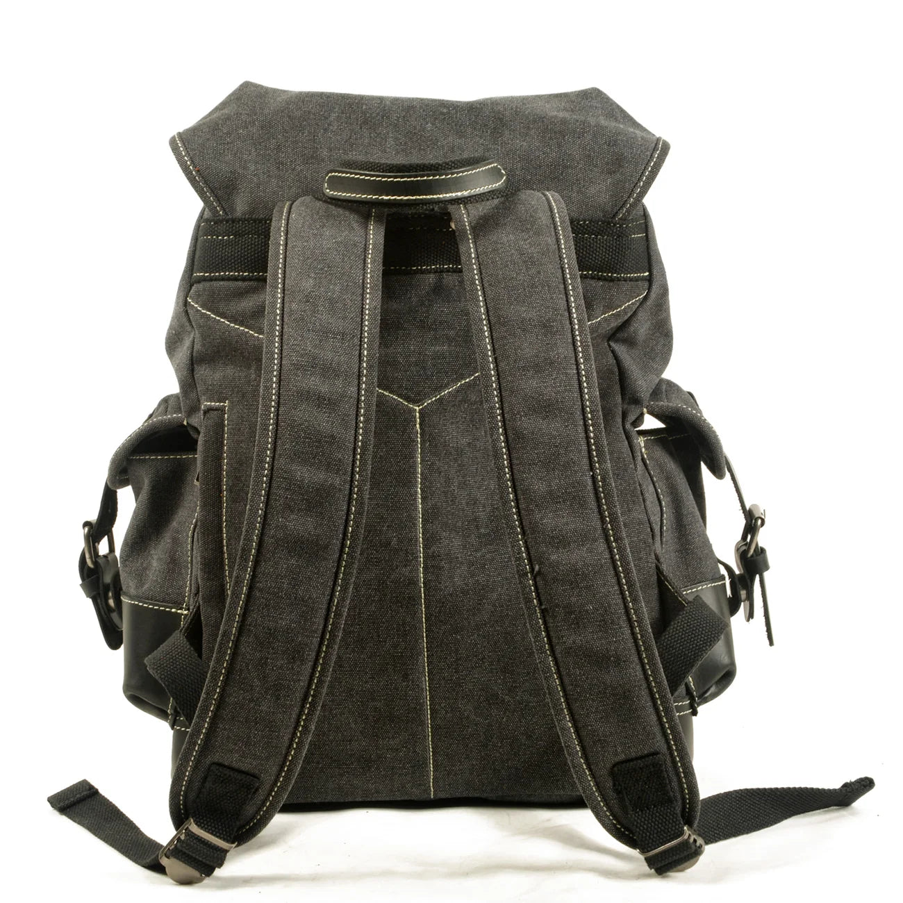 Men's Casual Canvas and Leather Backpack – Large Capacity for Travel, School, and Outdoor Activities