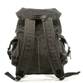 Men's Casual Canvas and Leather Backpack – Large Capacity for Travel, School, and Outdoor Activities