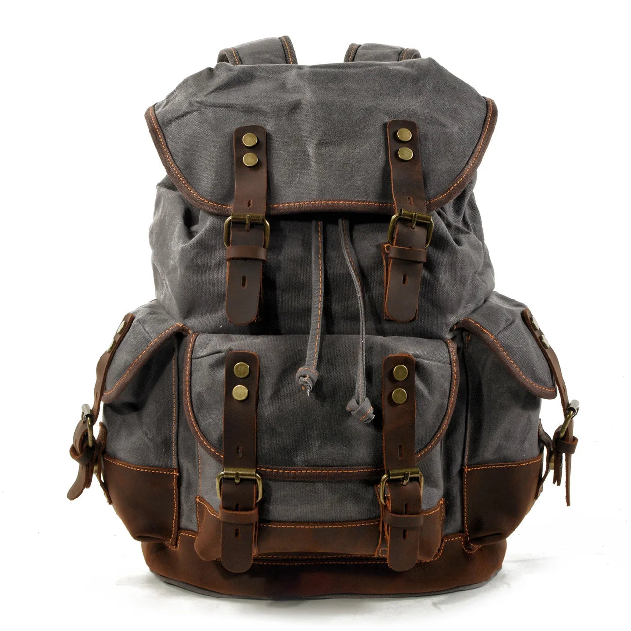 Men's Casual Canvas and Leather Backpack – Large Capacity for Travel, School, and Outdoor Activities