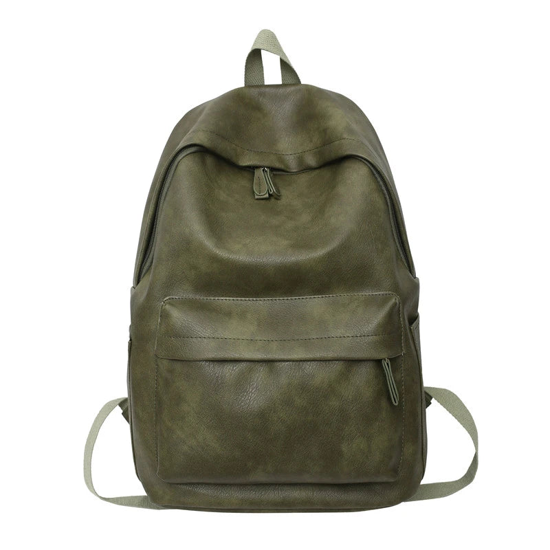 Unisex Synthetic Leather Backpack – Large Capacity for Laptop, School, and Travel