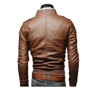 Giacca in Vera Pelle da Uomo – Thompson Baker | Stile Elegante e Taglio Slim Marrone