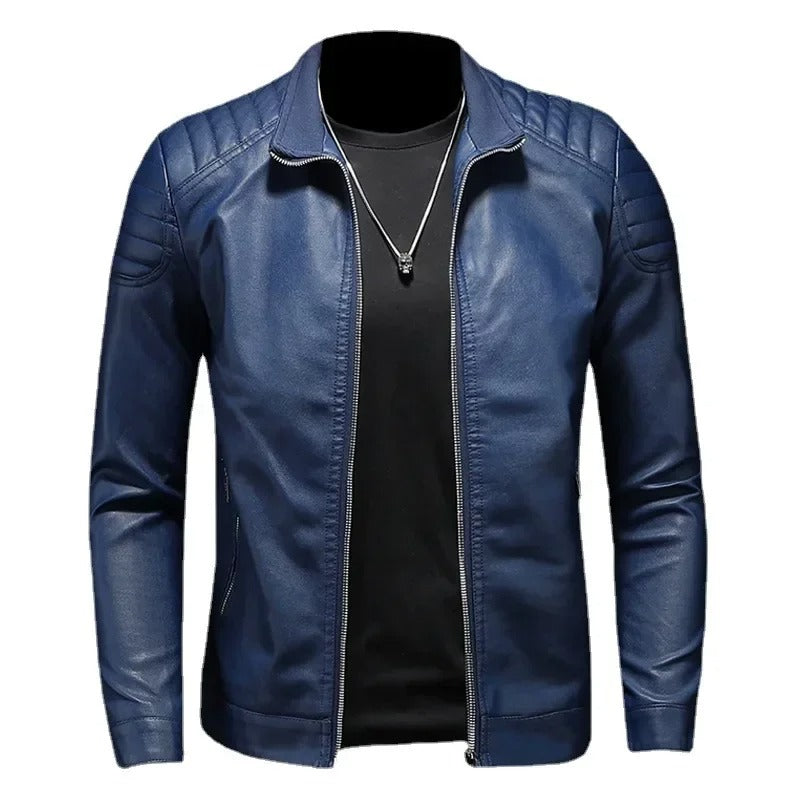 Giacca da Uomo in Vera Pelle Blu – Jack Premium | Stile Moderno e Design Minimal
