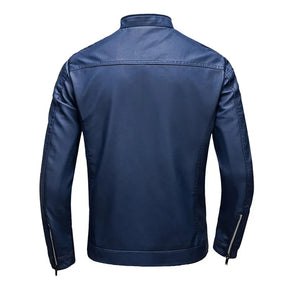 Giacca da Uomo in Vera Pelle Blu – Jack Premium | Stile Moderno e Design Minimal