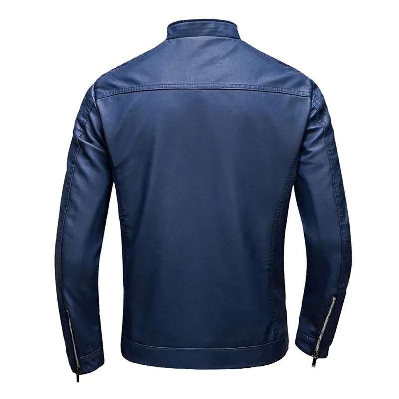 Giacca da Uomo in Vera Pelle Blu – Jack Premium | Stile Moderno e Design Minimal