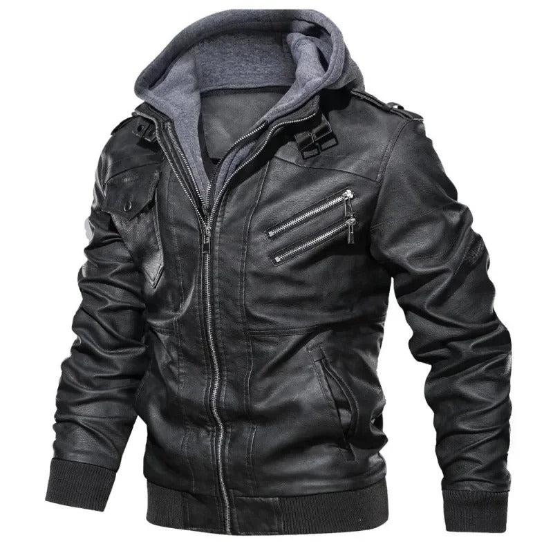 Giacca in Vera Pelle da Uomo – MotorJack Premium | Stile Motociclista Moderno in Nero